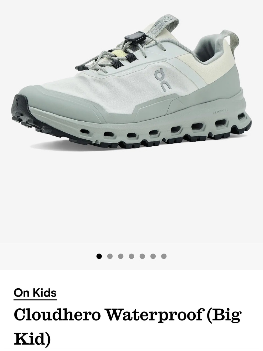 On Running Kids
Cloudhero Waterproof  size Y5 Iceberg/Tin gently used